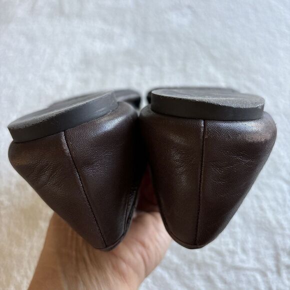 Michael Kors Kiera Leather Signature Bow MK Logo Brown / GOLD Ballet Flats 7.5 - Picture 9 of 11